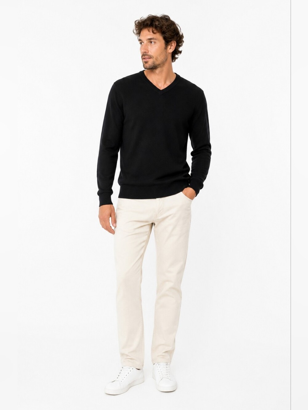 Club Room Size S Men's Black Merino Wool Blend V-Neck Sweater